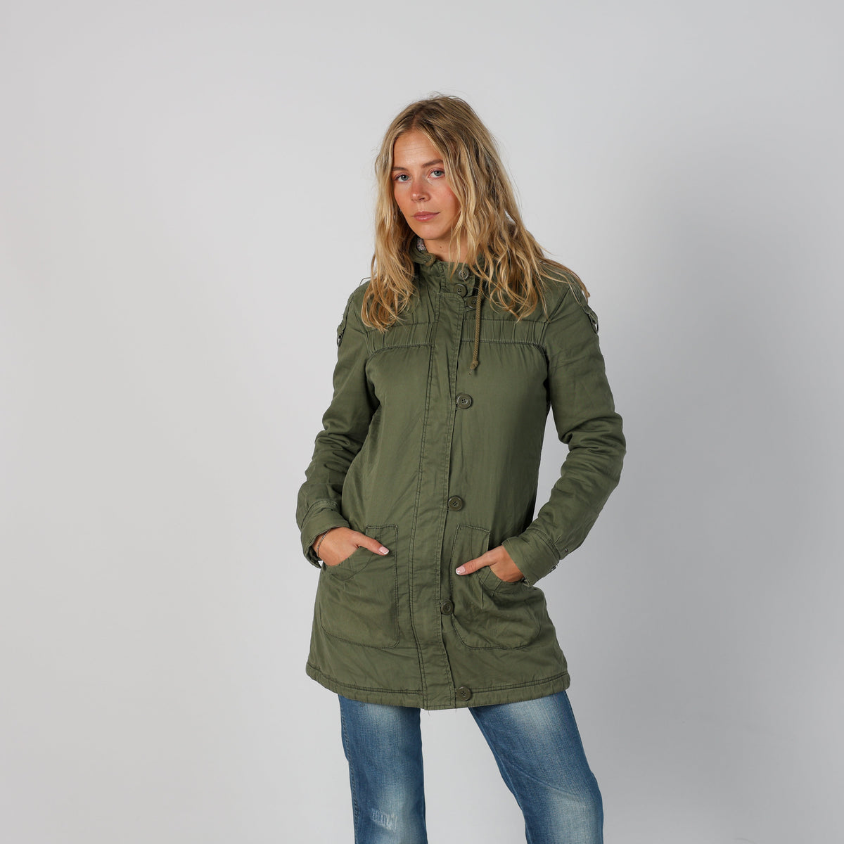 Dark Green Y2K Tommy Hilfiger Coat (M)