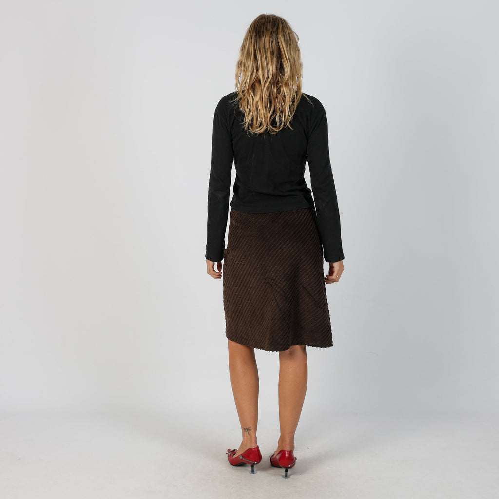 Brown Y2K Blu Sand Cord Skirt (M)