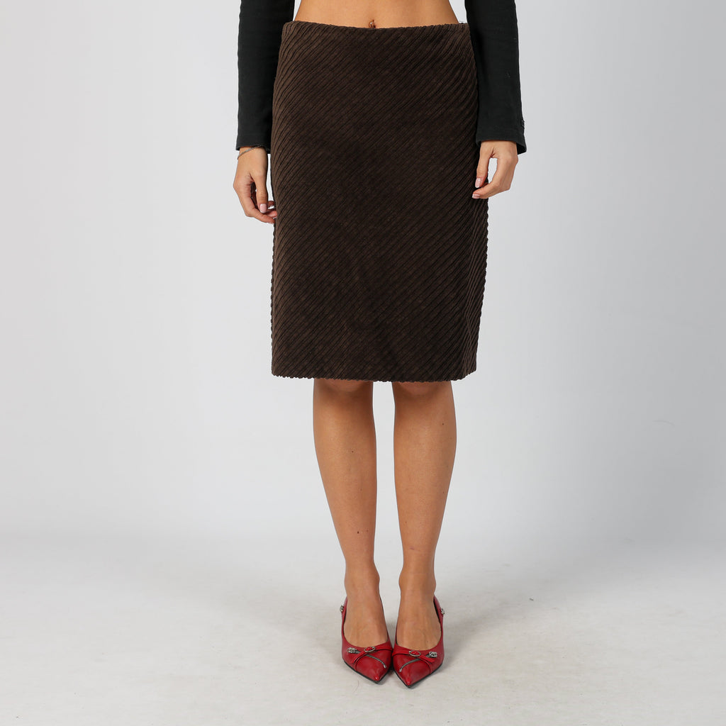 Brown Y2K Blu Sand Cord Skirt (M)