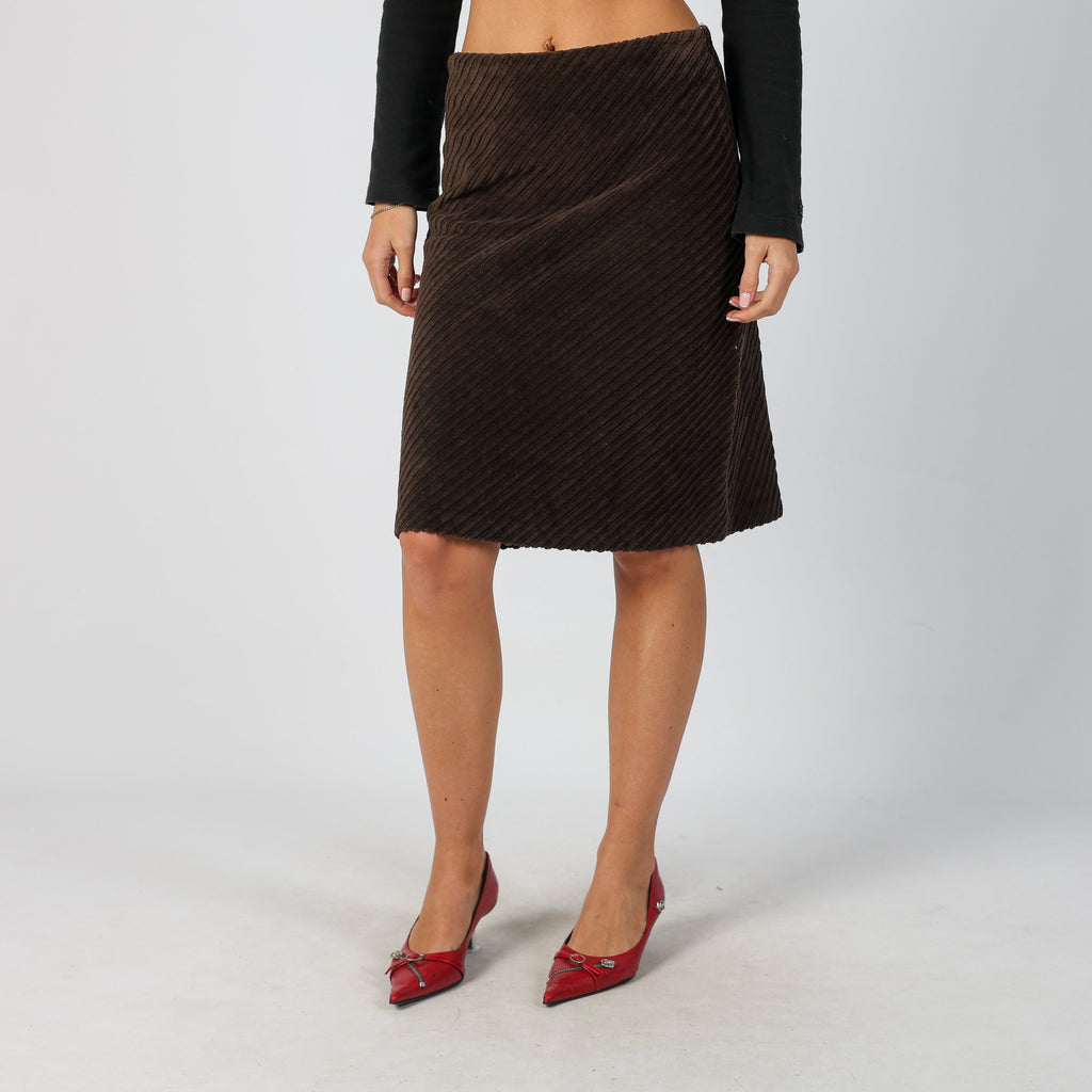 Brown Y2K Blu Sand Cord Skirt (M)