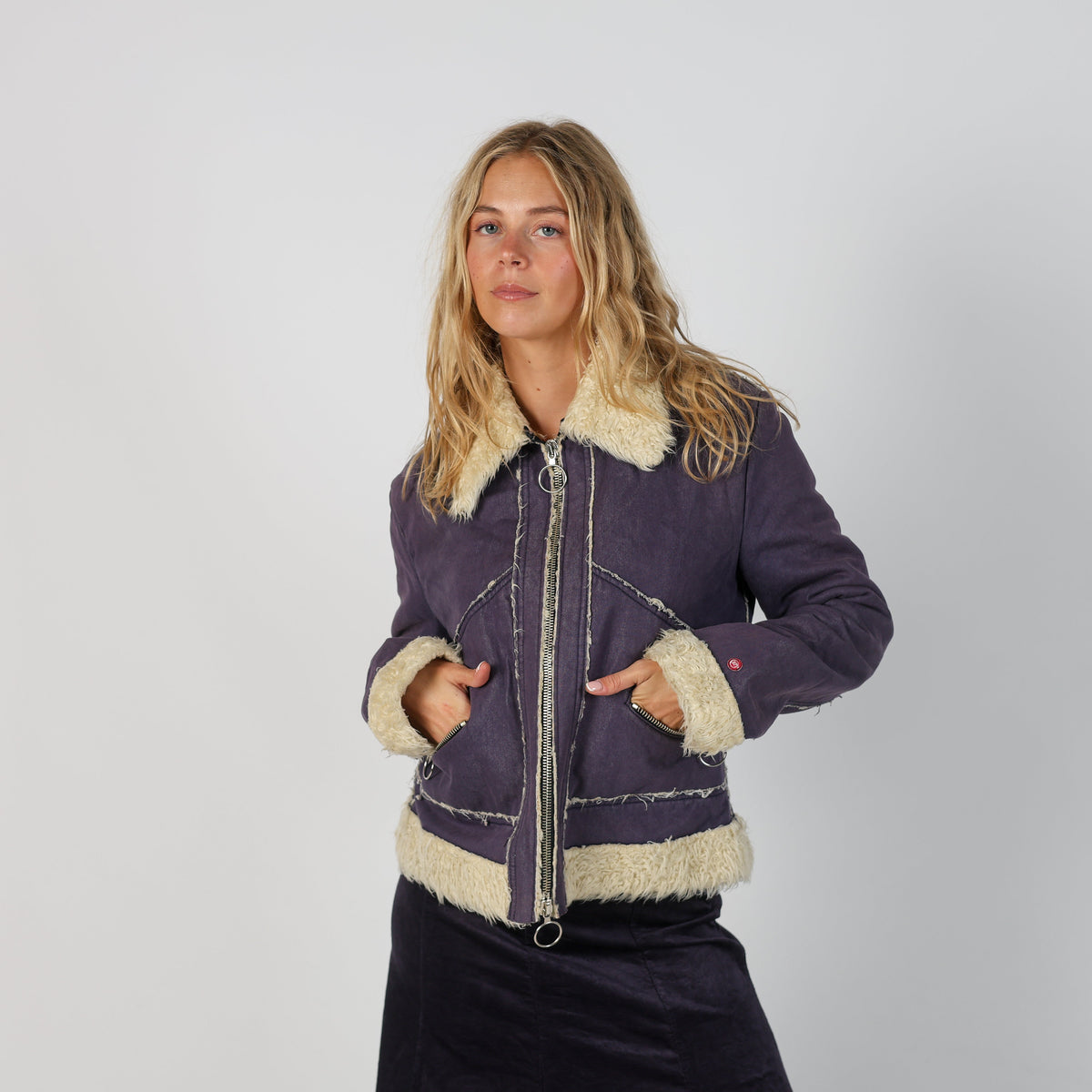 Purple Y2K Made in Italy Afghan Coat (M)