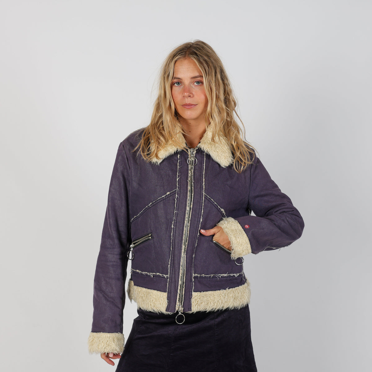 Purple Y2K Made in Italy Afghan Coat (M)