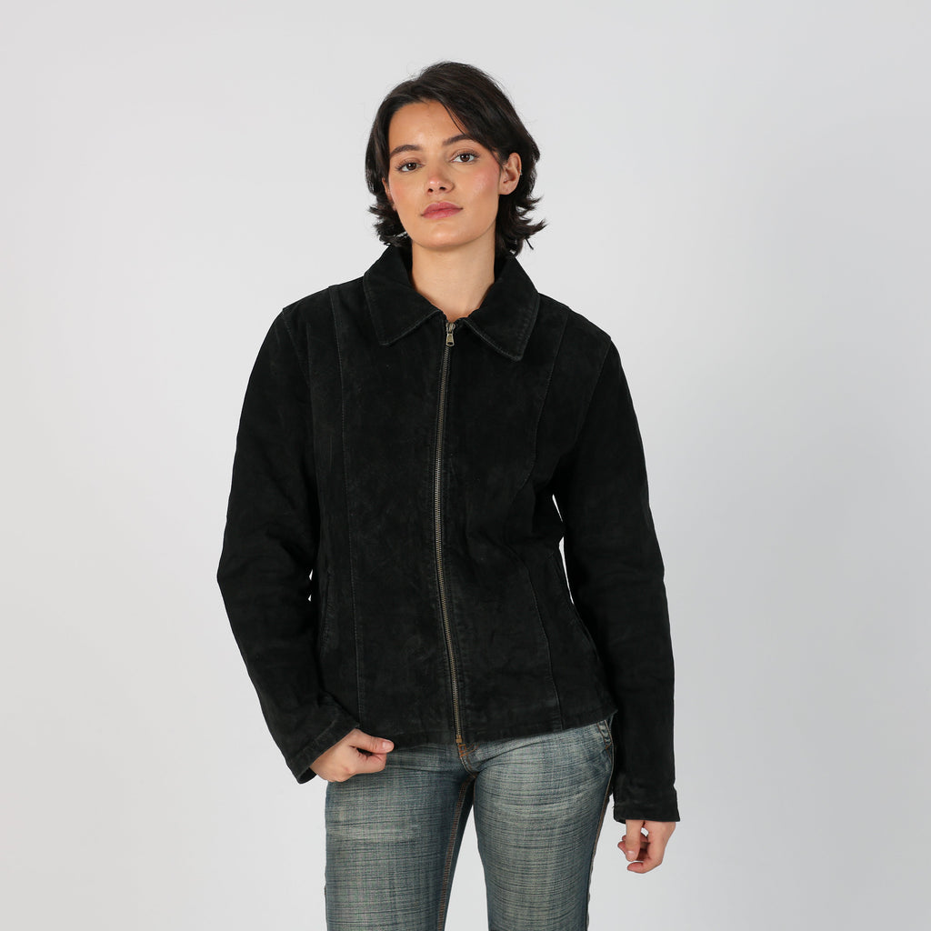 Black Y2K Effetti Suede Jacket (M)