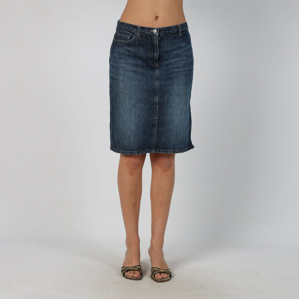 Blue Y2K Sisley Denim Midi Skirt (M)