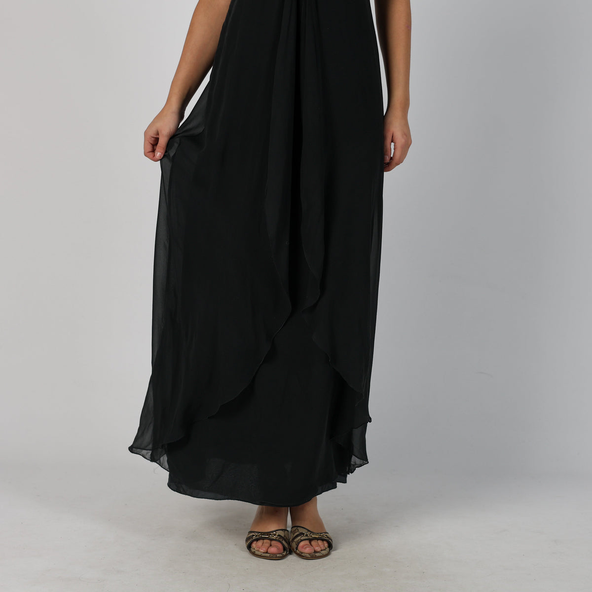 Black Y2K Marella Woven Maxi Dress (S)