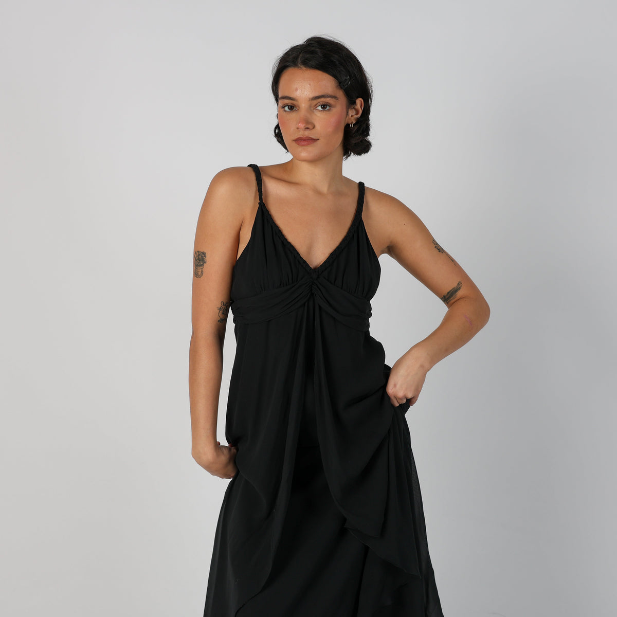 Black Y2K Marella Woven Maxi Dress (S)