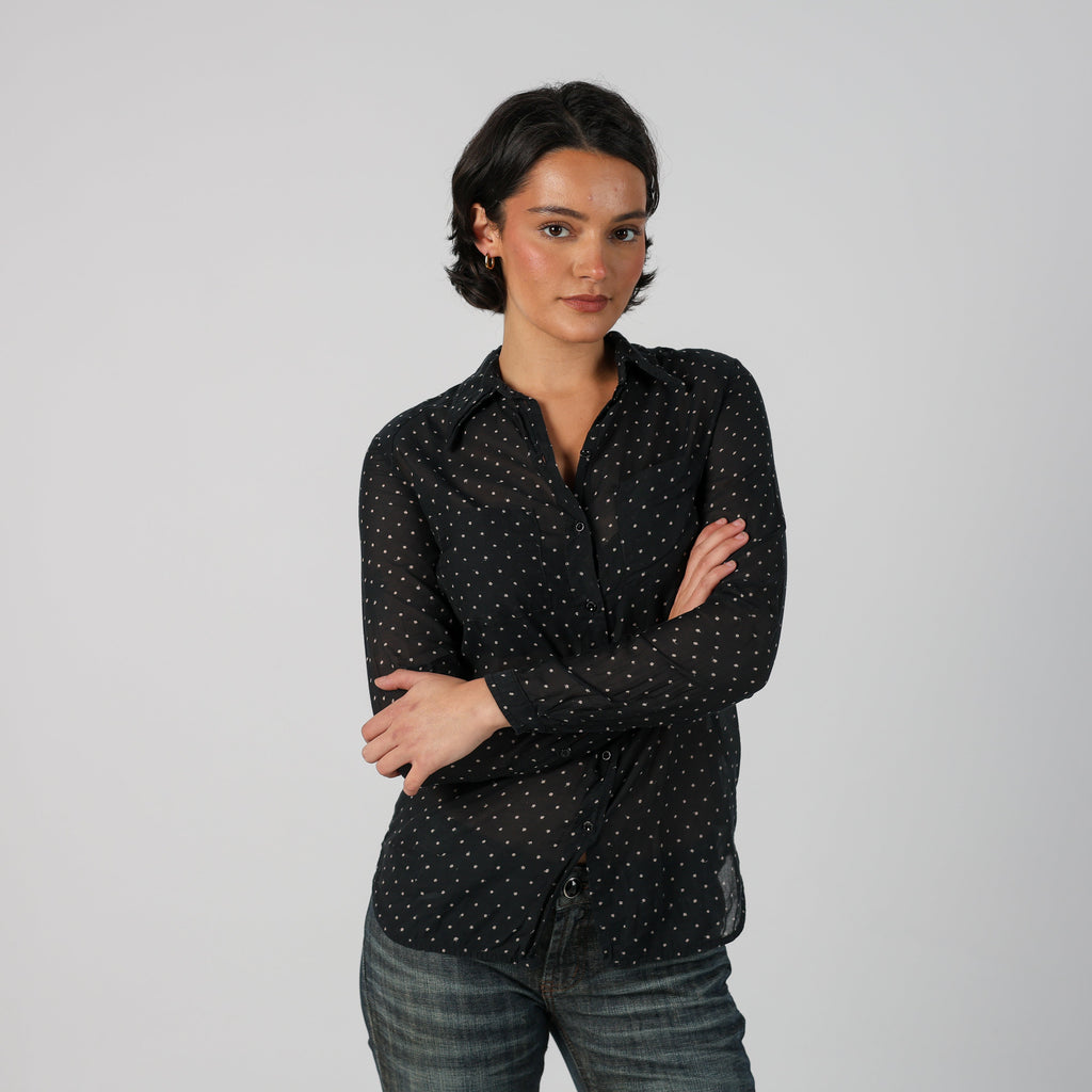 Black Y2K Diesel Shirt Semi-sheer (S)