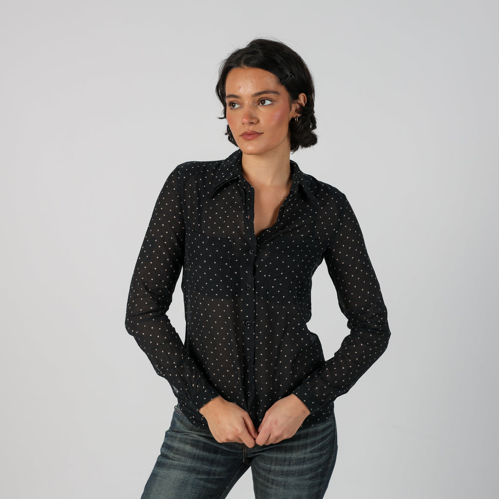 Black Y2K Diesel Shirt Semi-sheer (S)
