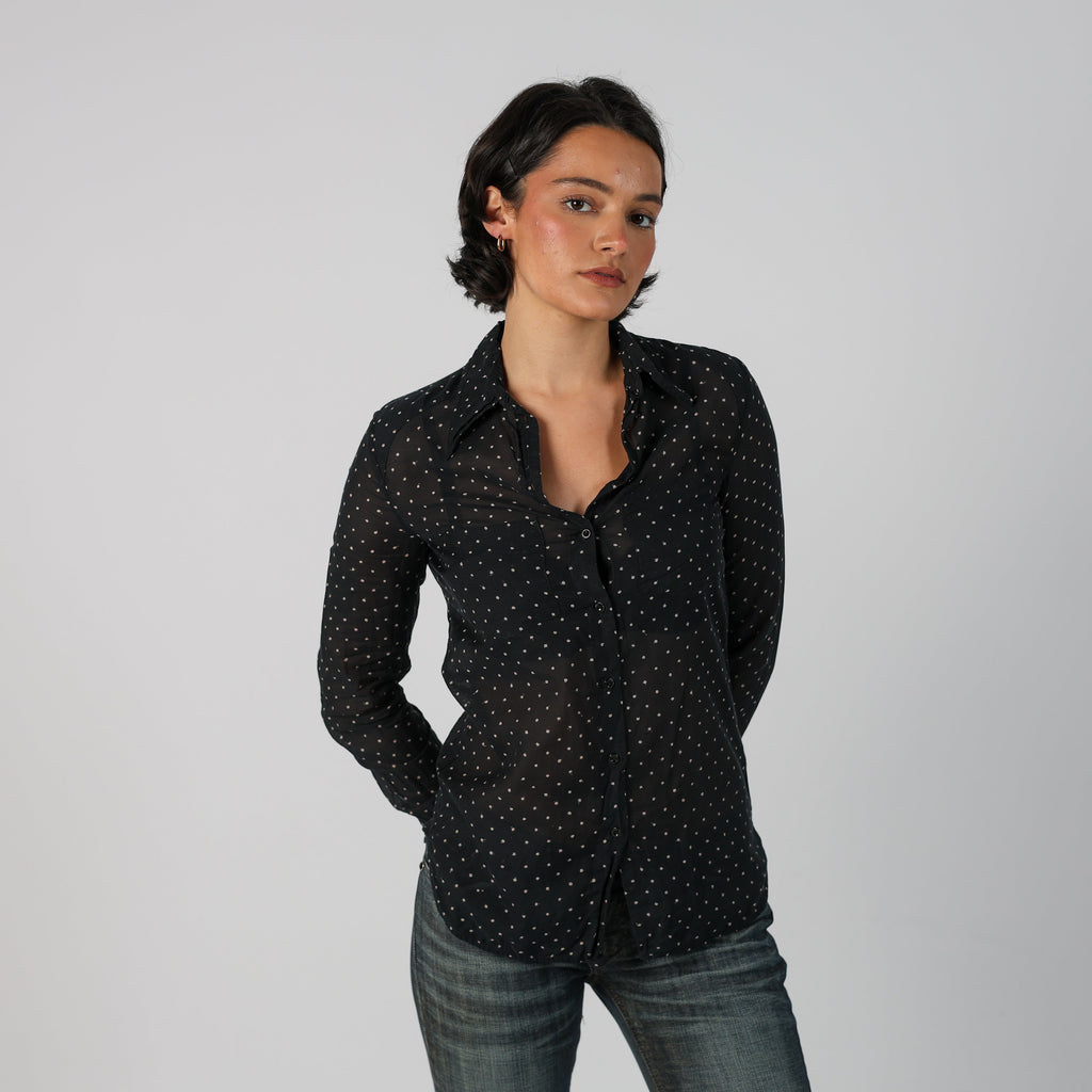 Black Y2K Diesel Shirt Semi-sheer (S)
