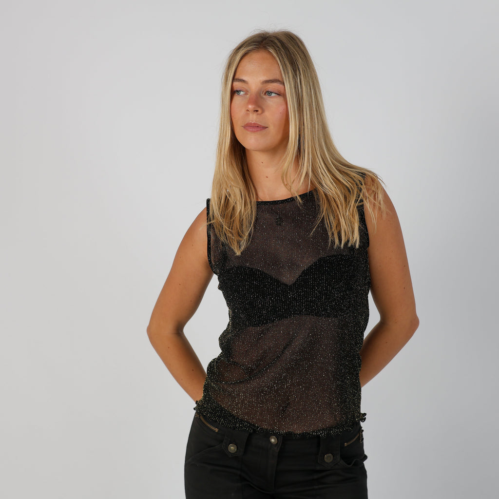 Black Y2K Made in Italy Mesh Top (S)