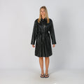 Black Y2K Trench Coat Faux Leather (M)