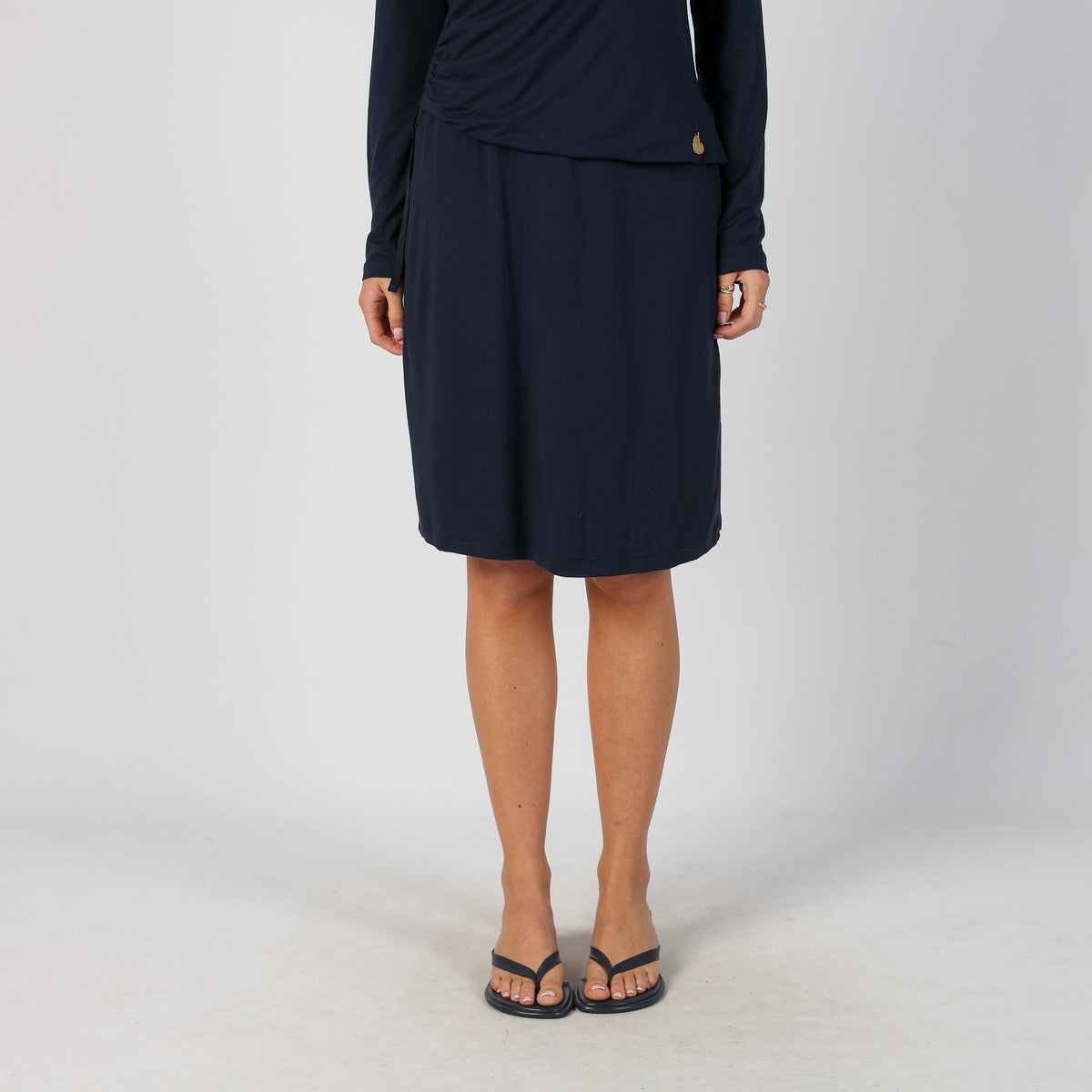 Navy Blue Y2K Moschino Woven Midi Dress (M)