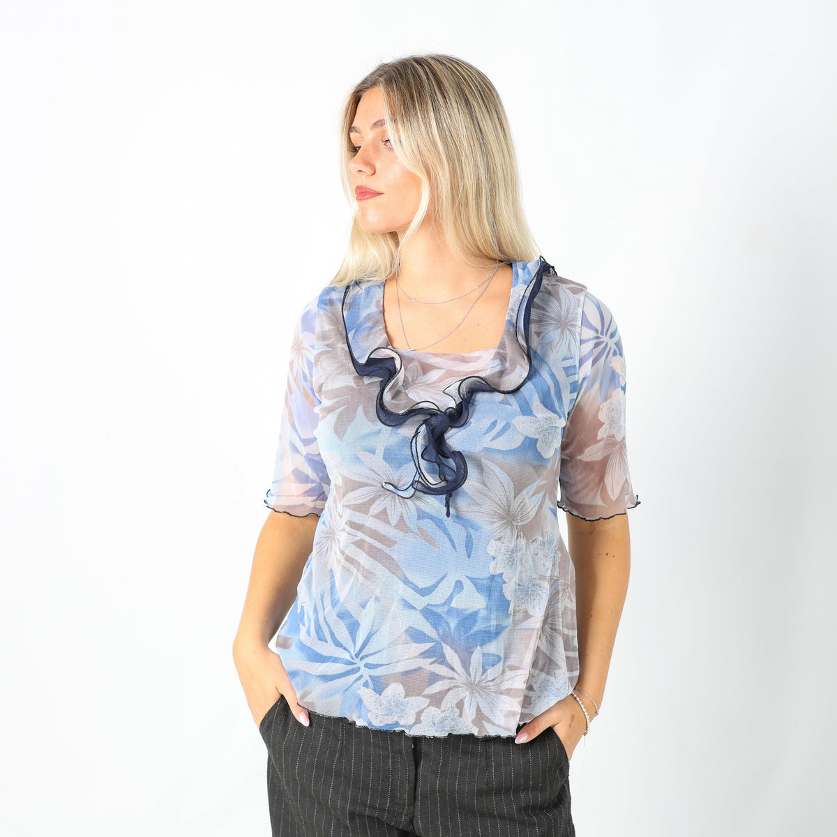 Blue Y2K Made in Italy Blouse (L)