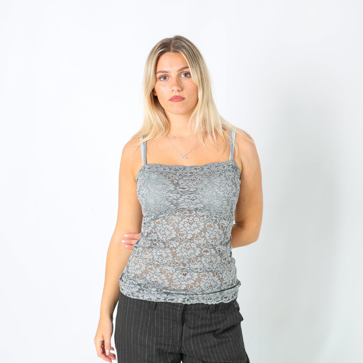 Grey Y2K Intimissimi Cami Lace (M)
