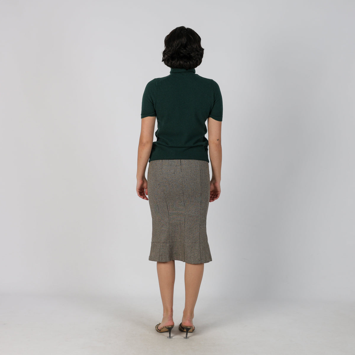 Beige Y2K Sisley Woven Midi Skirt (XS)