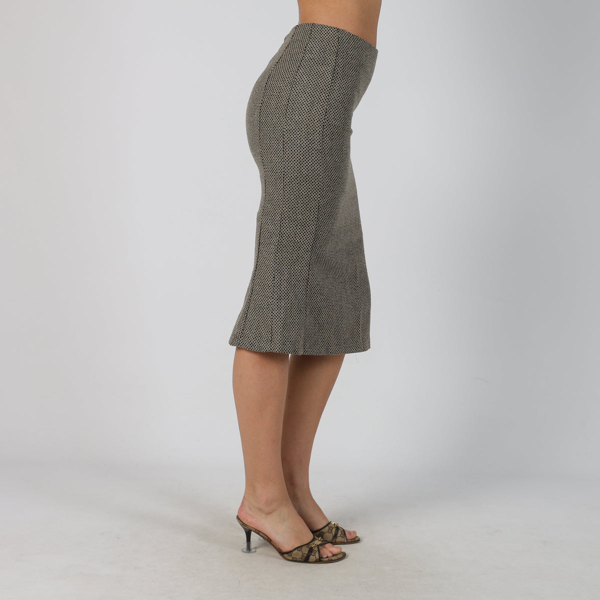 Beige Y2K Sisley Woven Midi Skirt (XS)