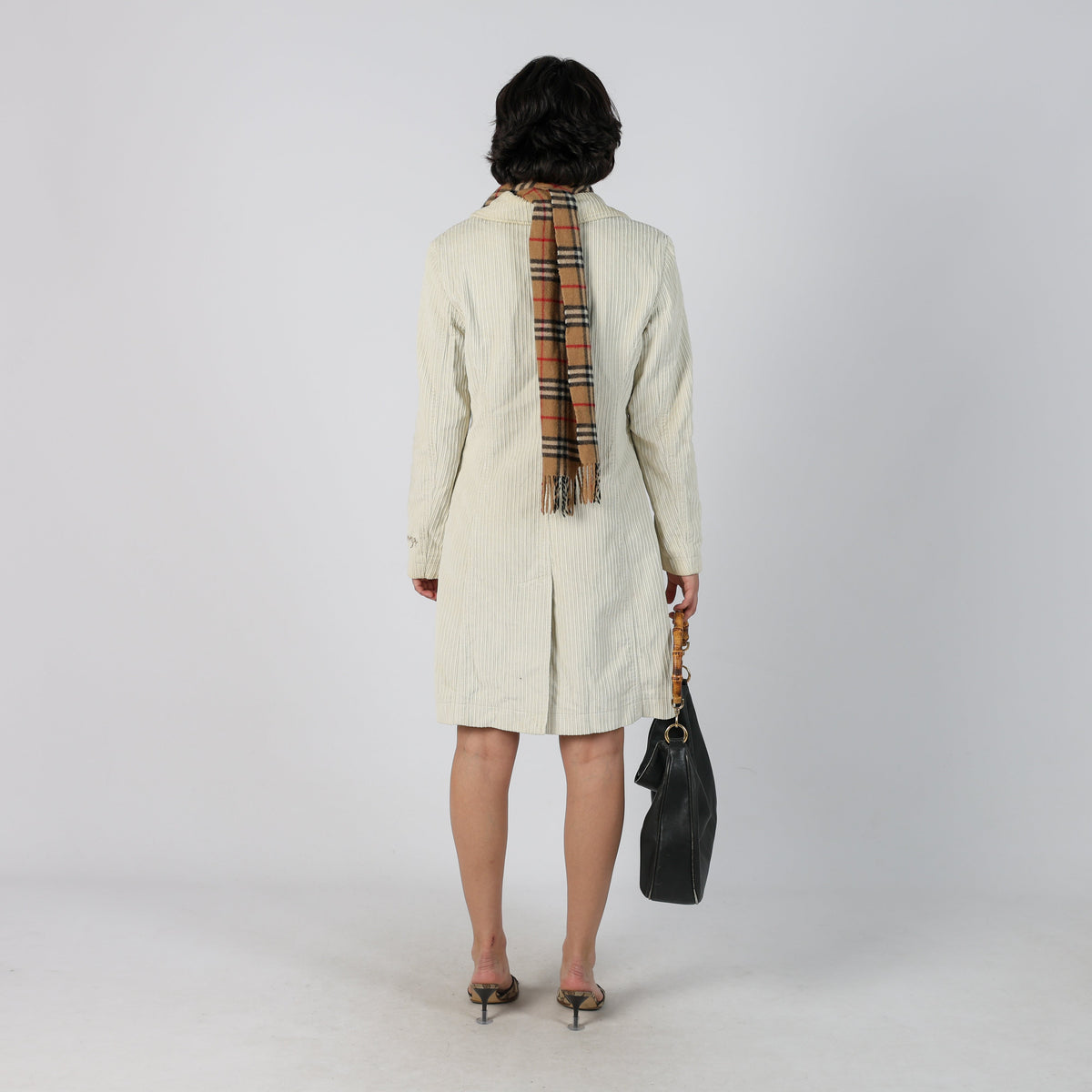 Cream Y2K Miss Sixty Trench Coat Corduroy (S)