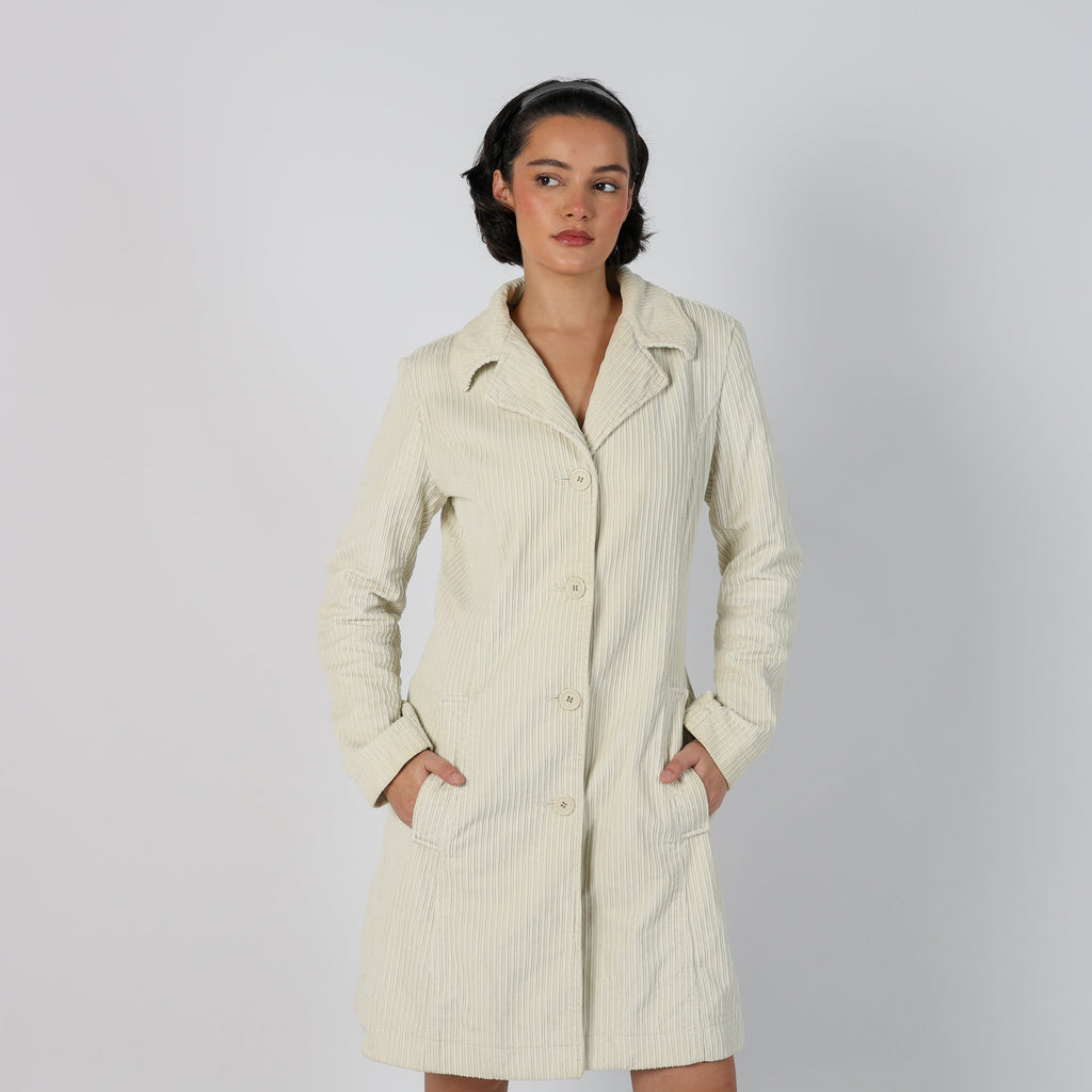 Cream Y2K Miss Sixty Trench Coat Corduroy (S)