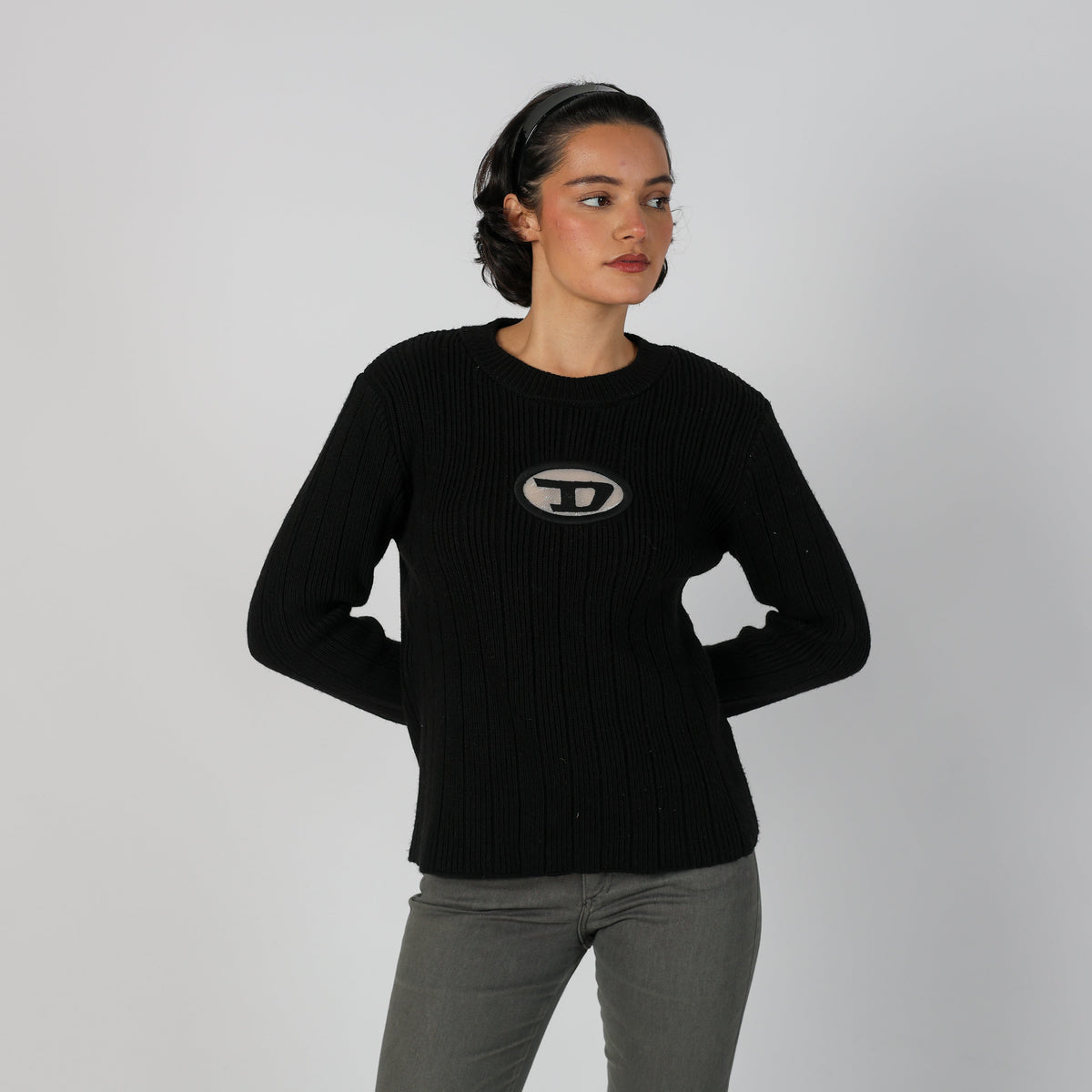Black Y2K Diesel Knitted Jumper (S)