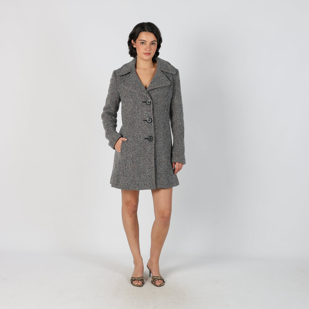 Navy Blue Y2K Miss Sixty Coat Wool Blend (S)