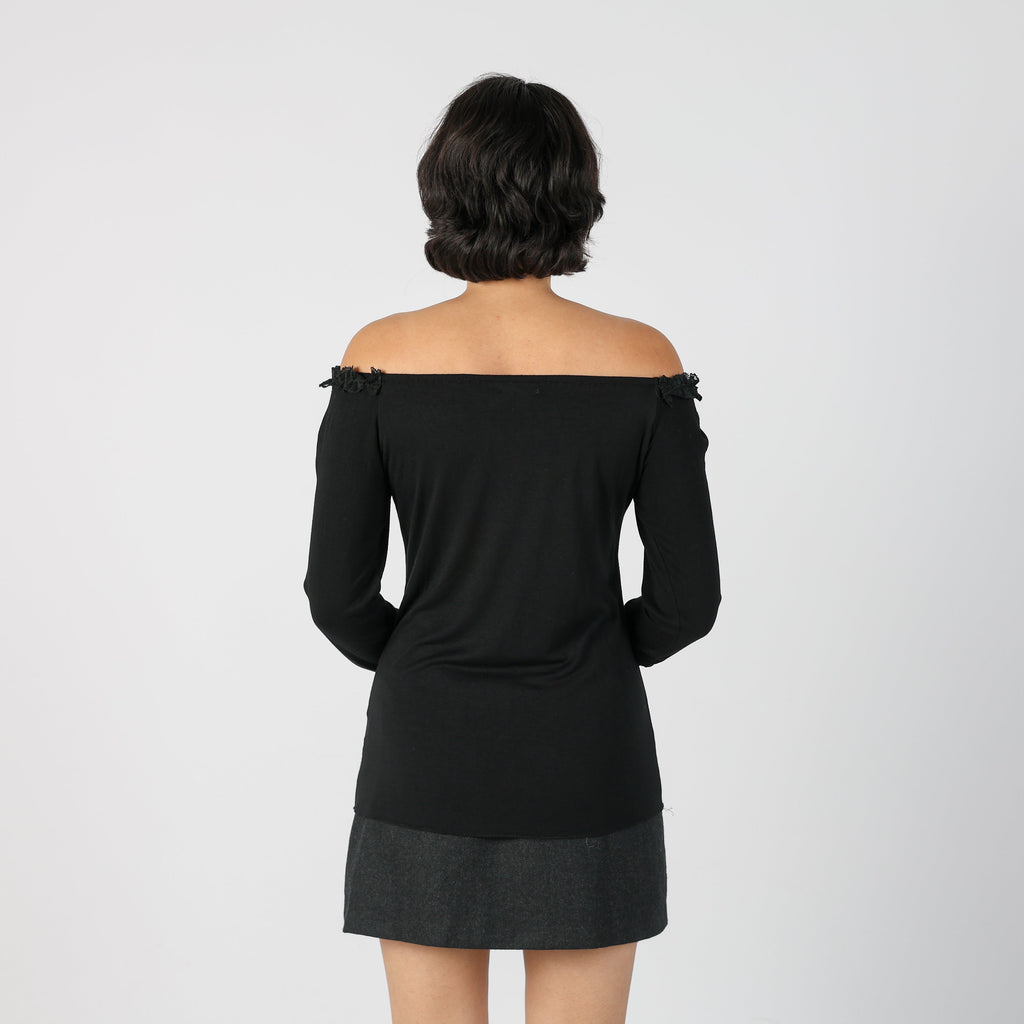 Black Y2K Long Sleeve Top (S)