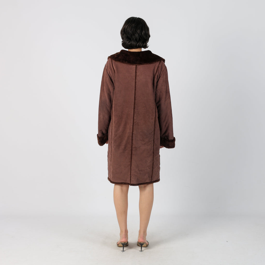 Brown Y2K Made in Italy Afghan Coat (M)
