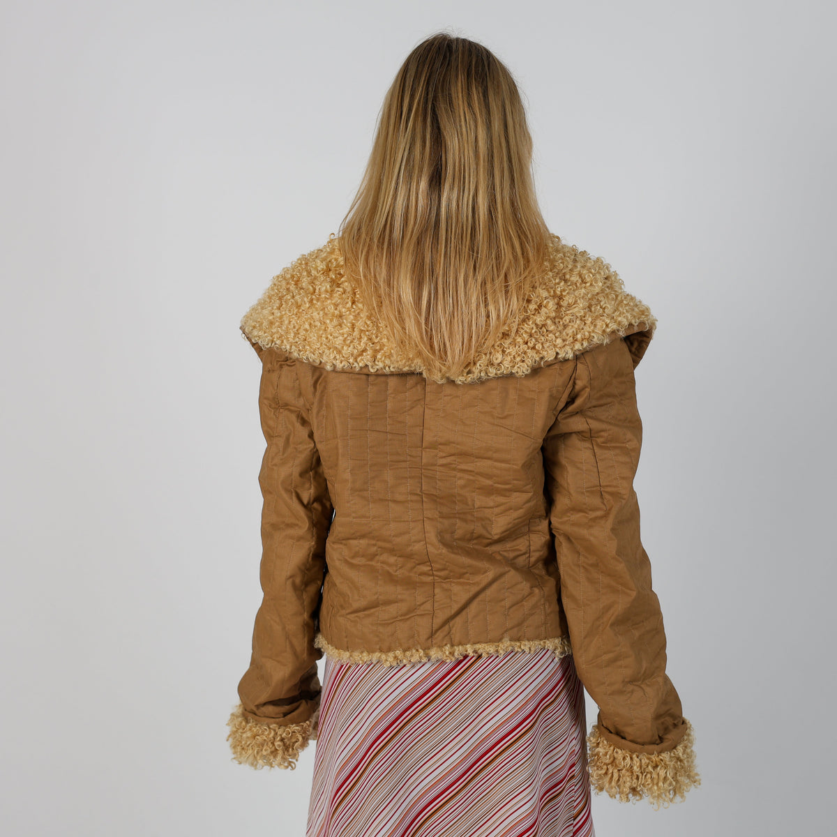 Beige Y2K Afghan Coat tie front (L)