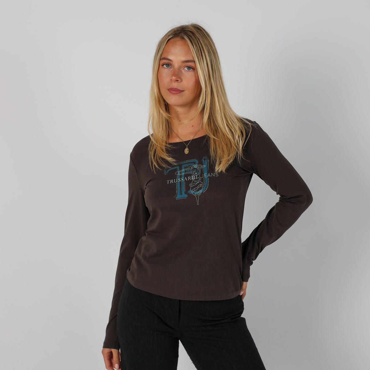 Brown Y2K Trussardi Long Sleeve Top (M)
