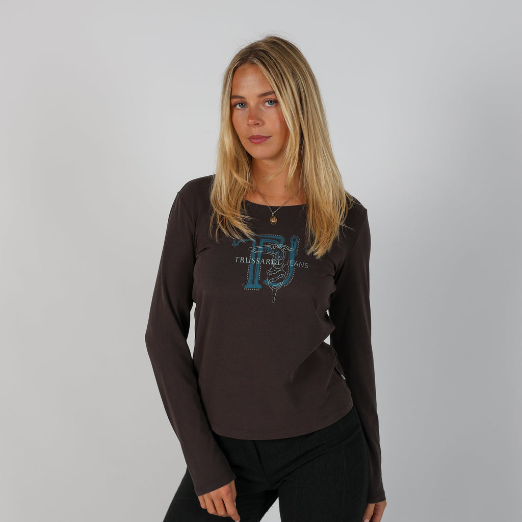 Brown Y2K Trussardi Long Sleeve Top (M)