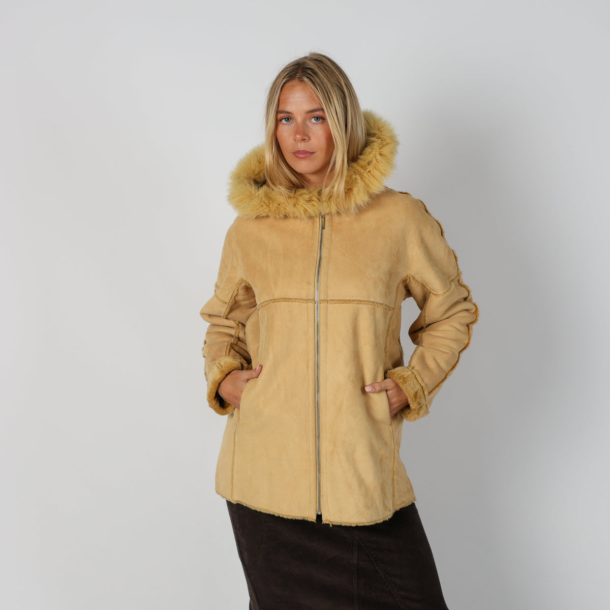 Beige Y2K Niama Afghan Coat (L)