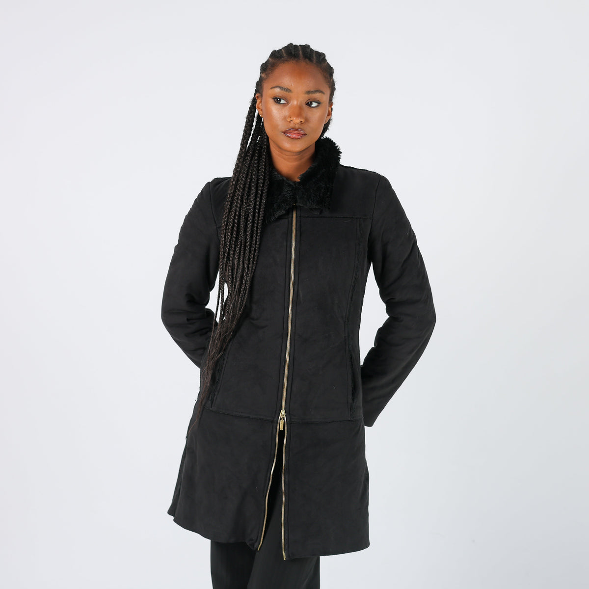 Black Y2K Afghan Coat (S)