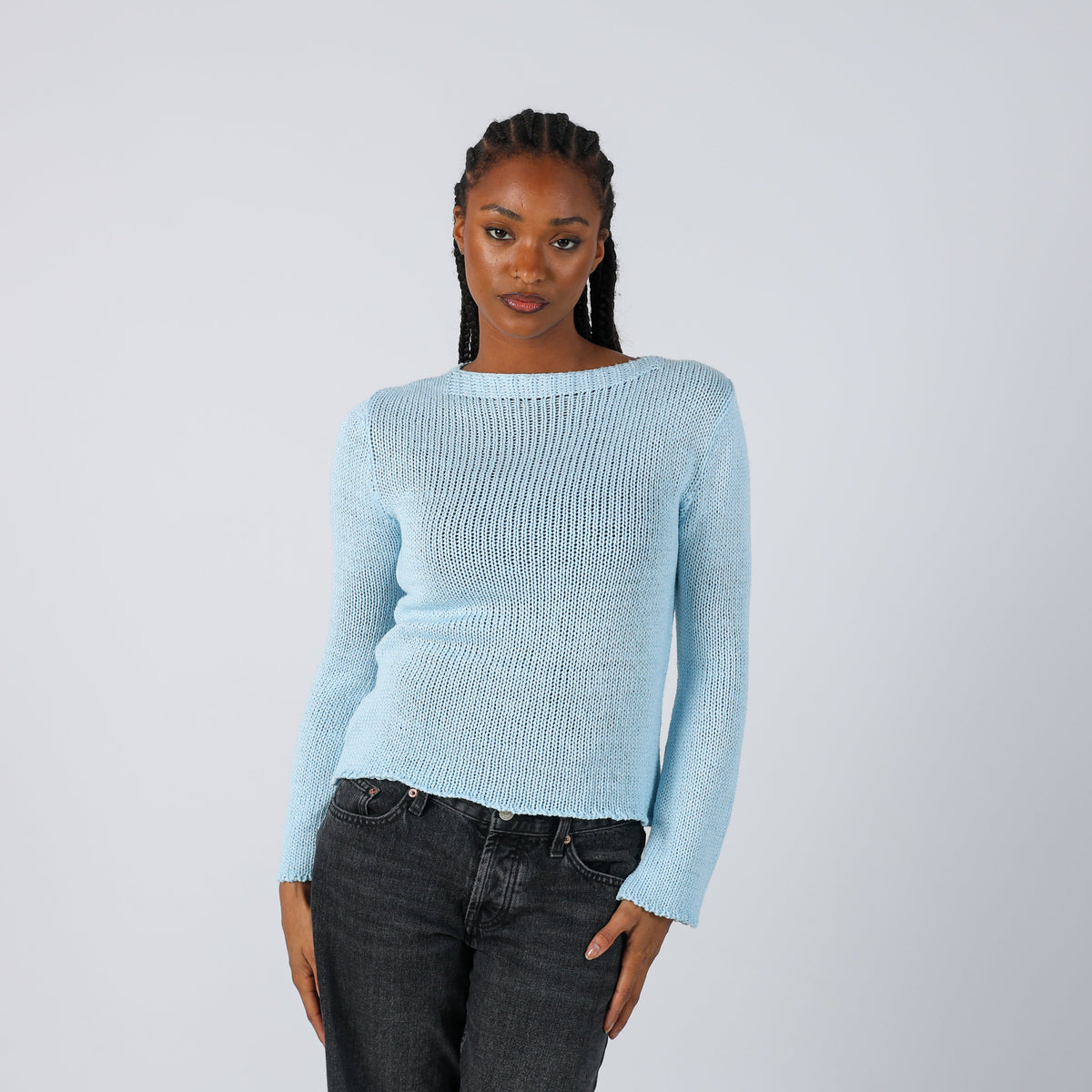 Light Blue Y2K Made in Italy Knitted Jumper (S)