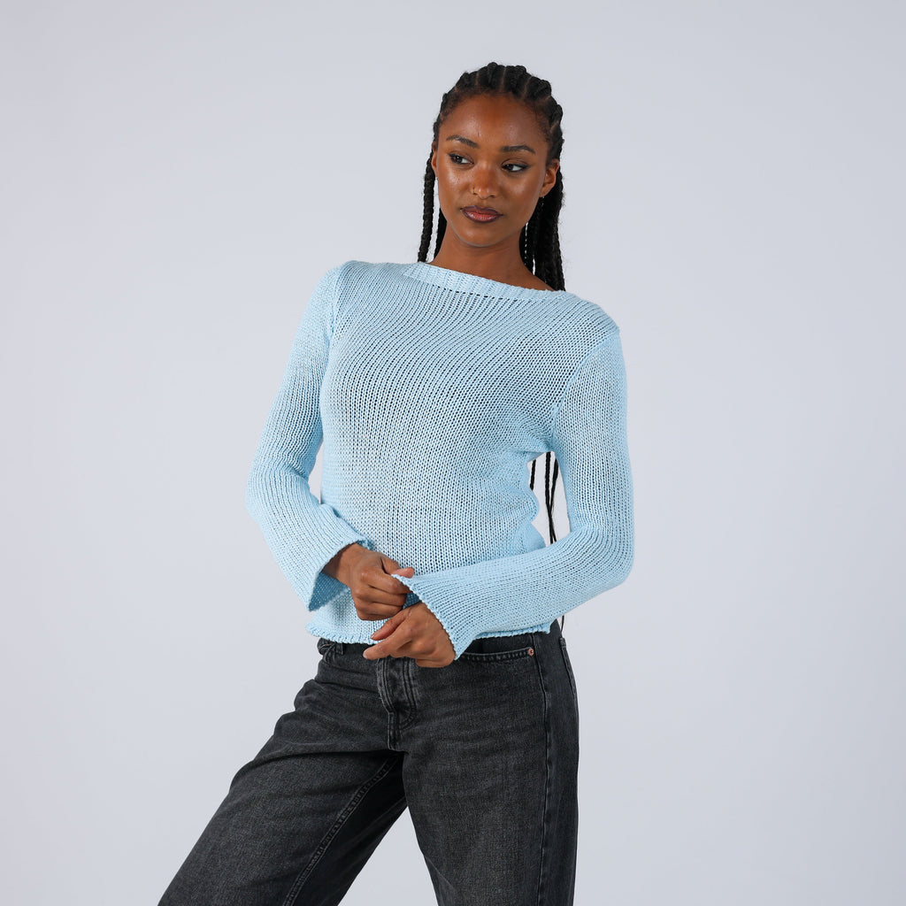 Light Blue Y2K Made in Italy Knitted Jumper (S)