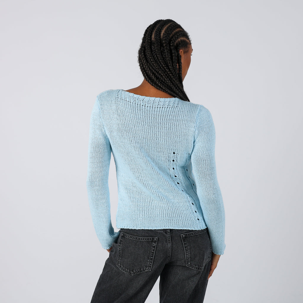 Light Blue Y2K Made in Italy Knitted Jumper (S)