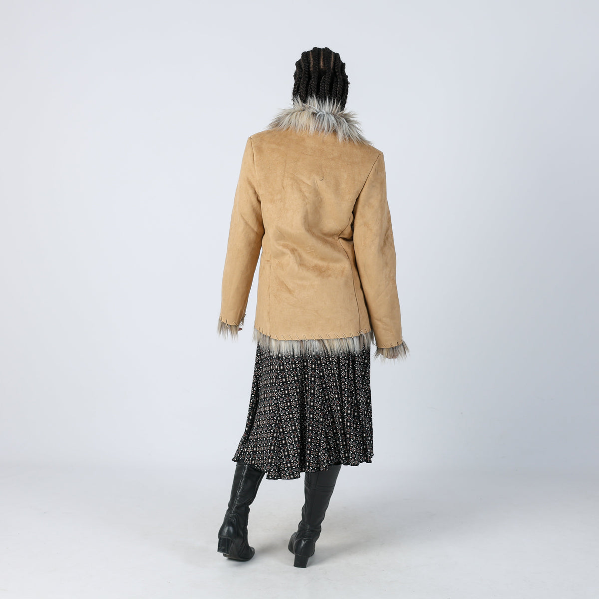 Beige Y2K Afghan Coat (S)