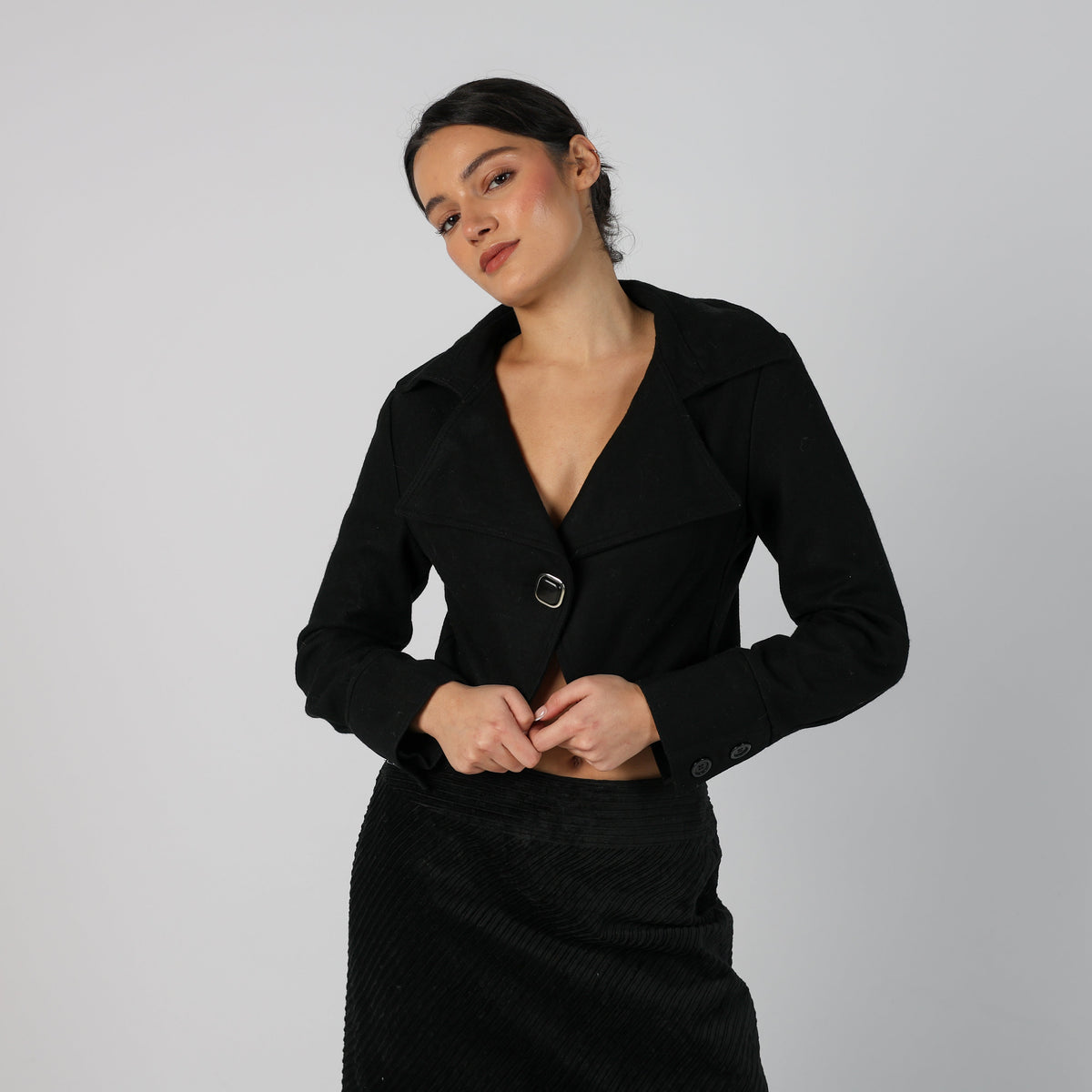 Black Y2K Made in Italy Pea Coat (S)