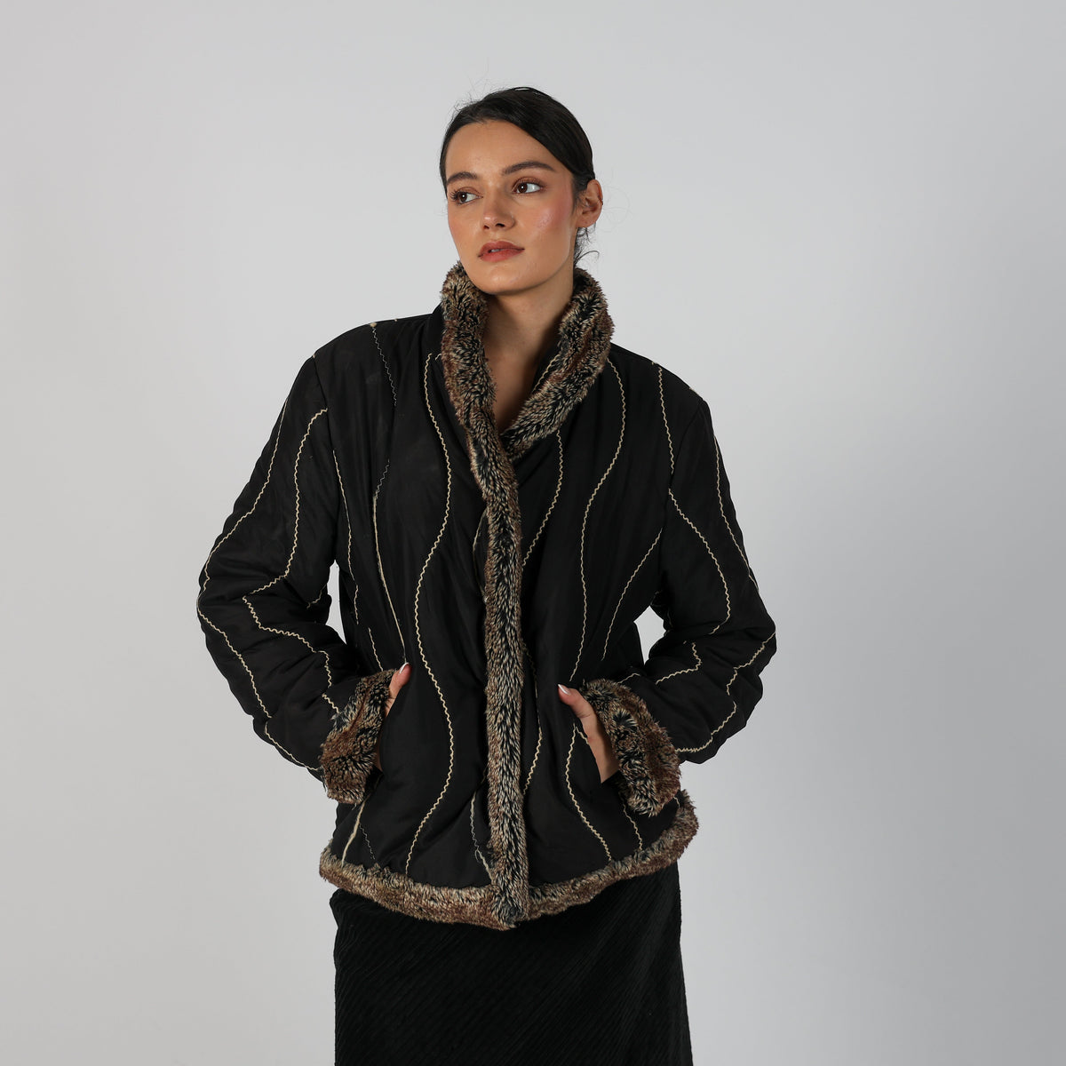 Black Y2K Afghan Coat (M)