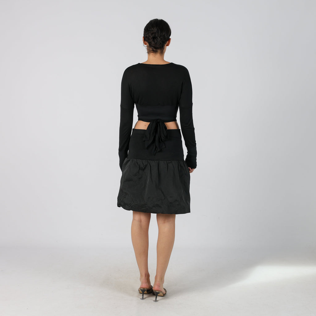 Black Y2K Habana Woven Mini Skirt (S)