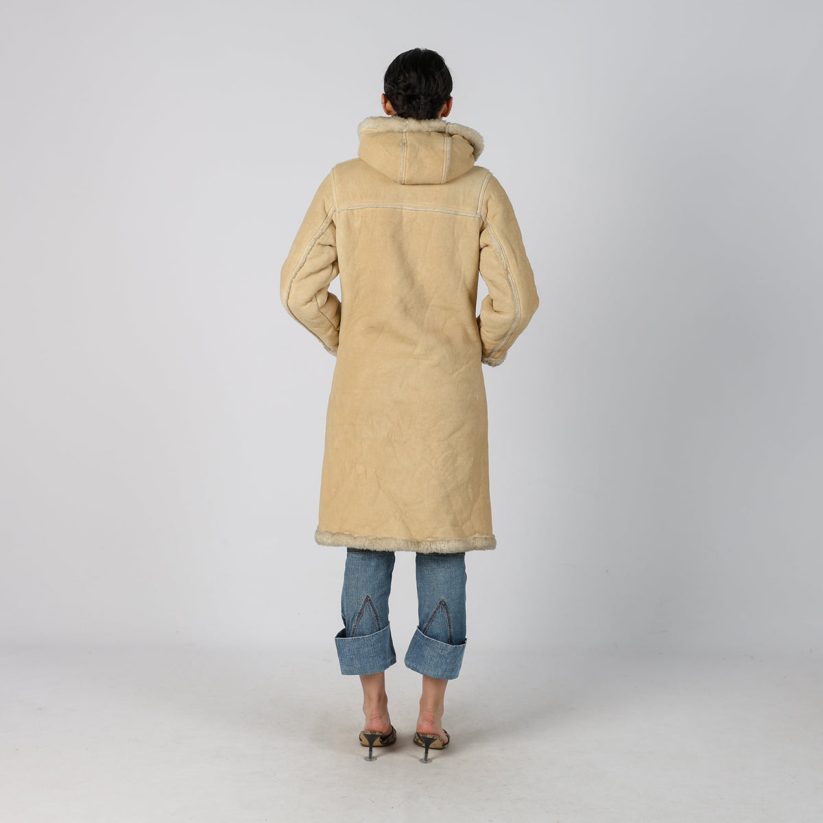 Tan 90s United Colors of Benetton Afghan Coat (S)