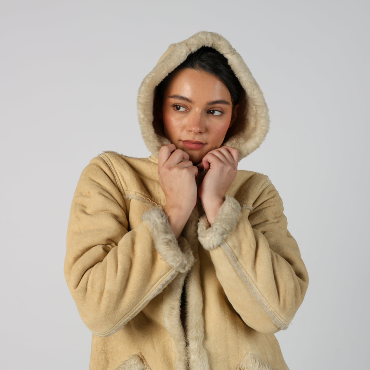 Tan 90s United Colors of Benetton Afghan Coat (S)