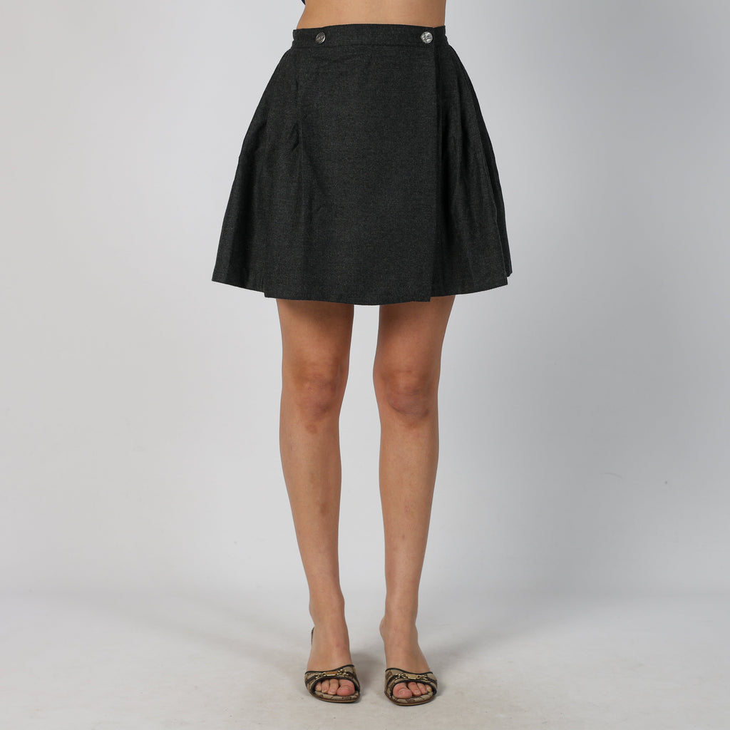 Charcoal Grey Y2K Woven Mini Skirt (XS)