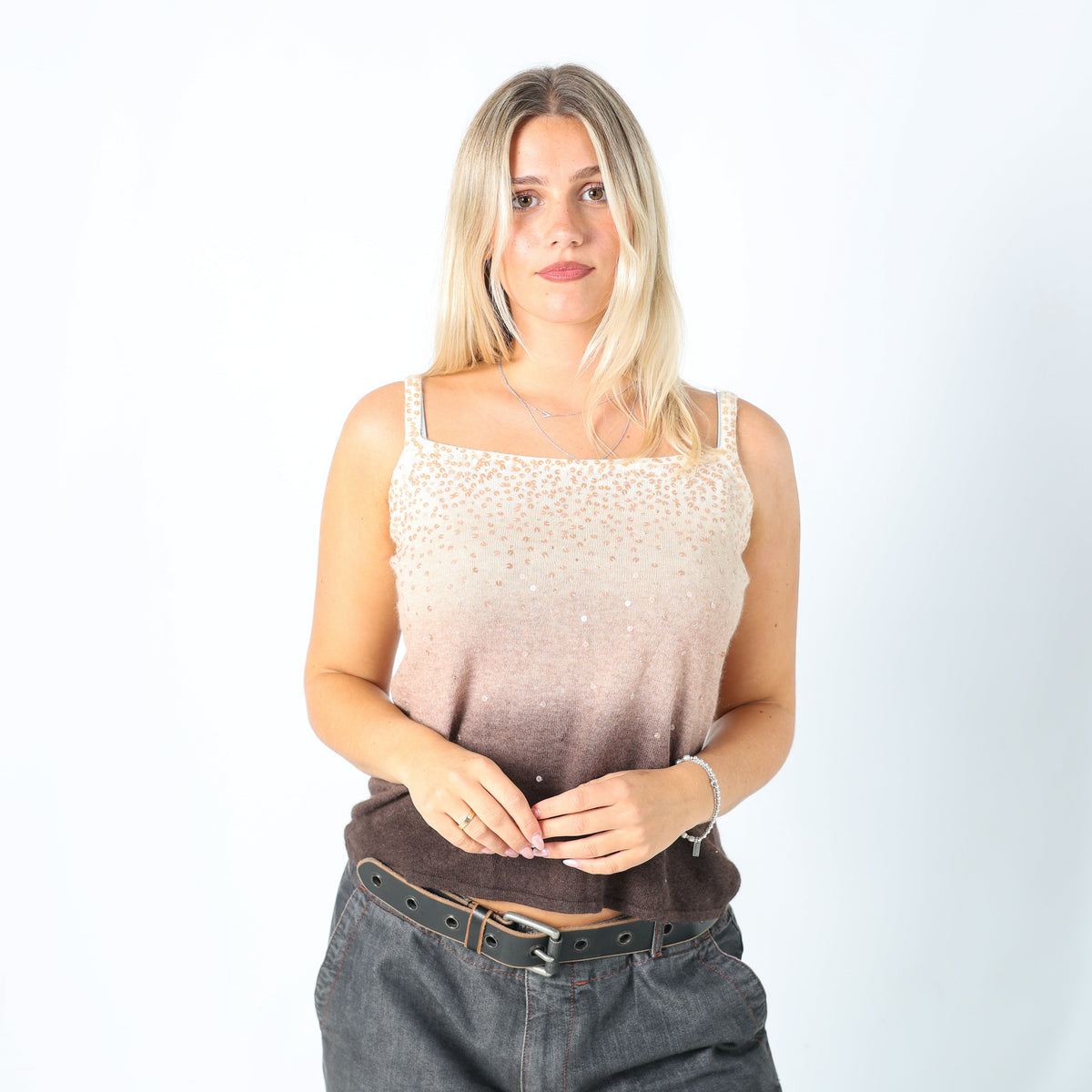 Brown Y2K Marella Cami Sequin Detail (M)