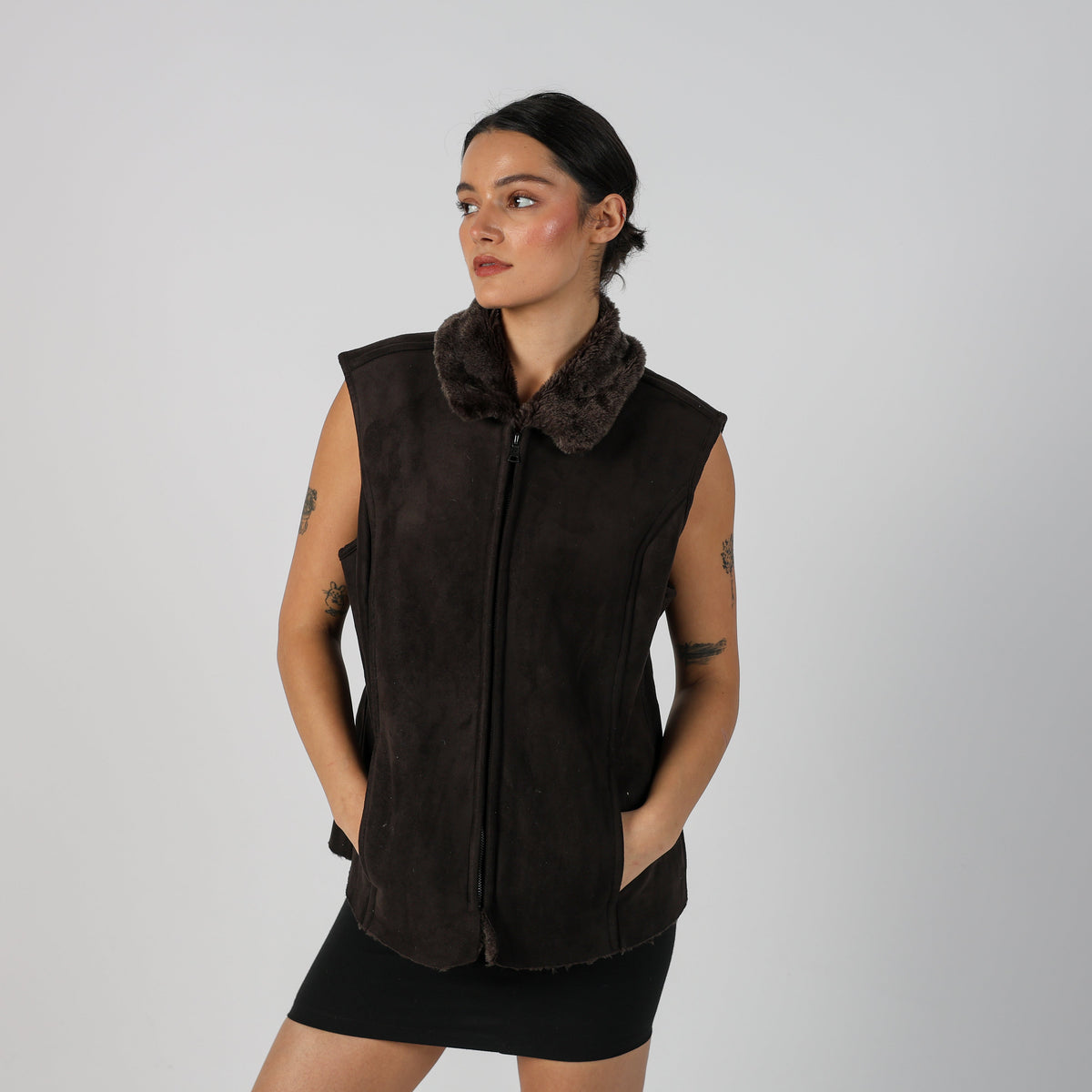 Brown Y2K Shearling Coat (12)