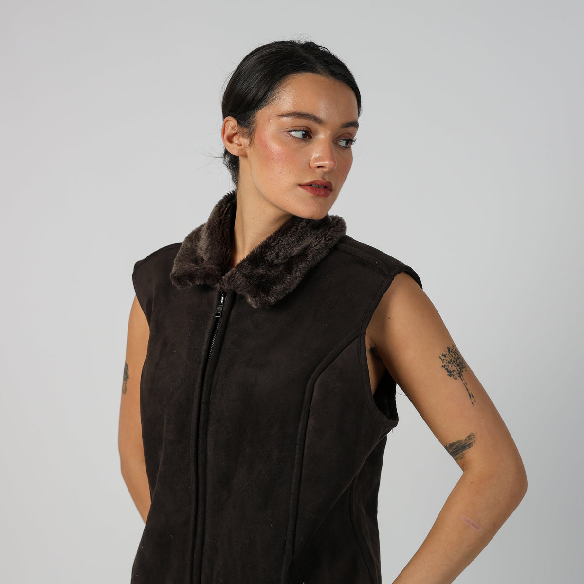 Brown Y2K Shearling Coat (12)