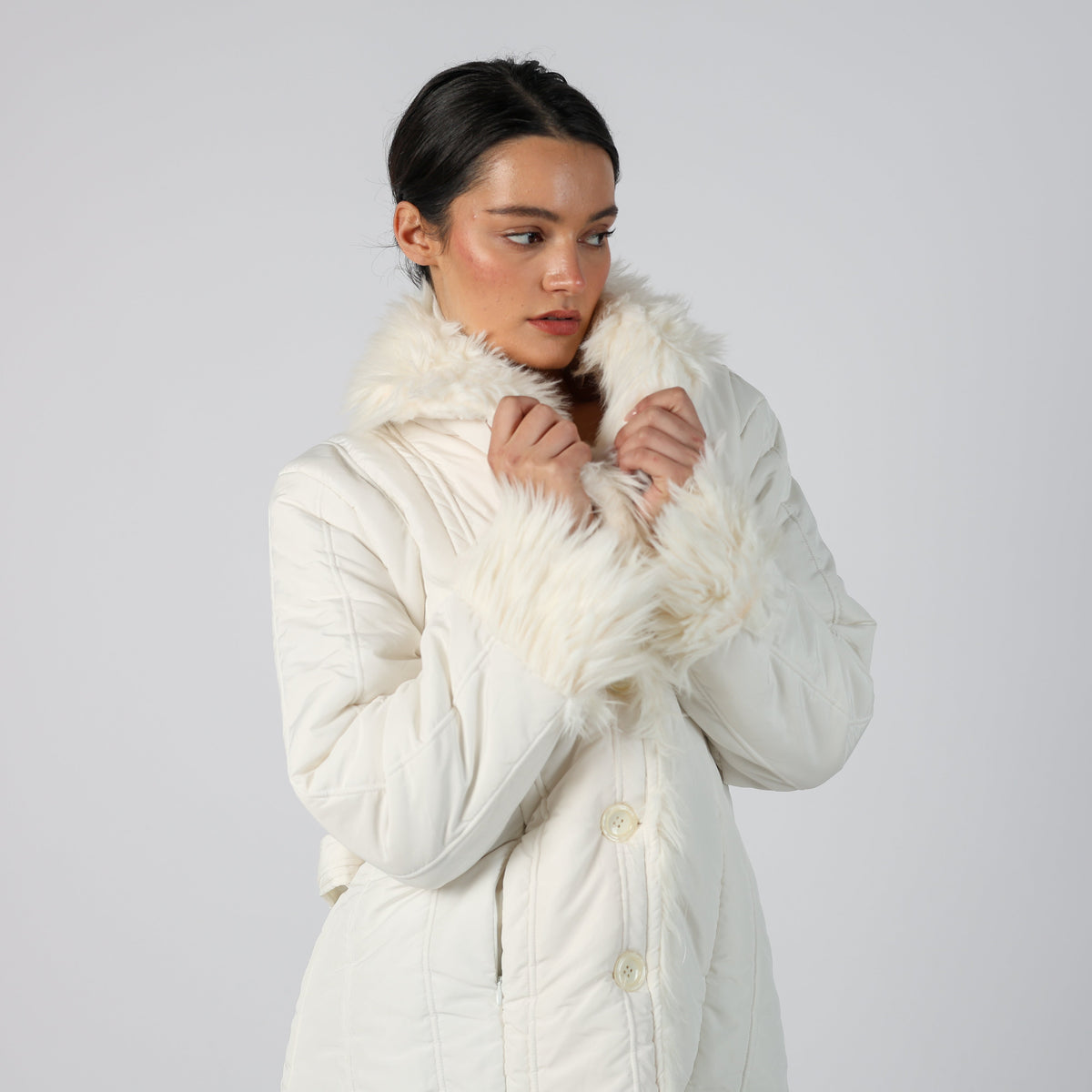 Cream Y2K Made in Italy Afghan Coat (S)