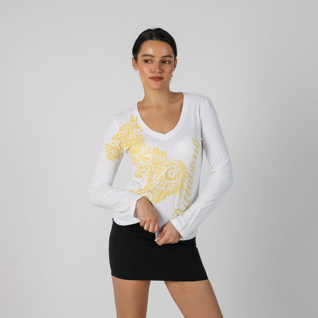 Ivory Y2K Billabong Long Sleeve Top (S)