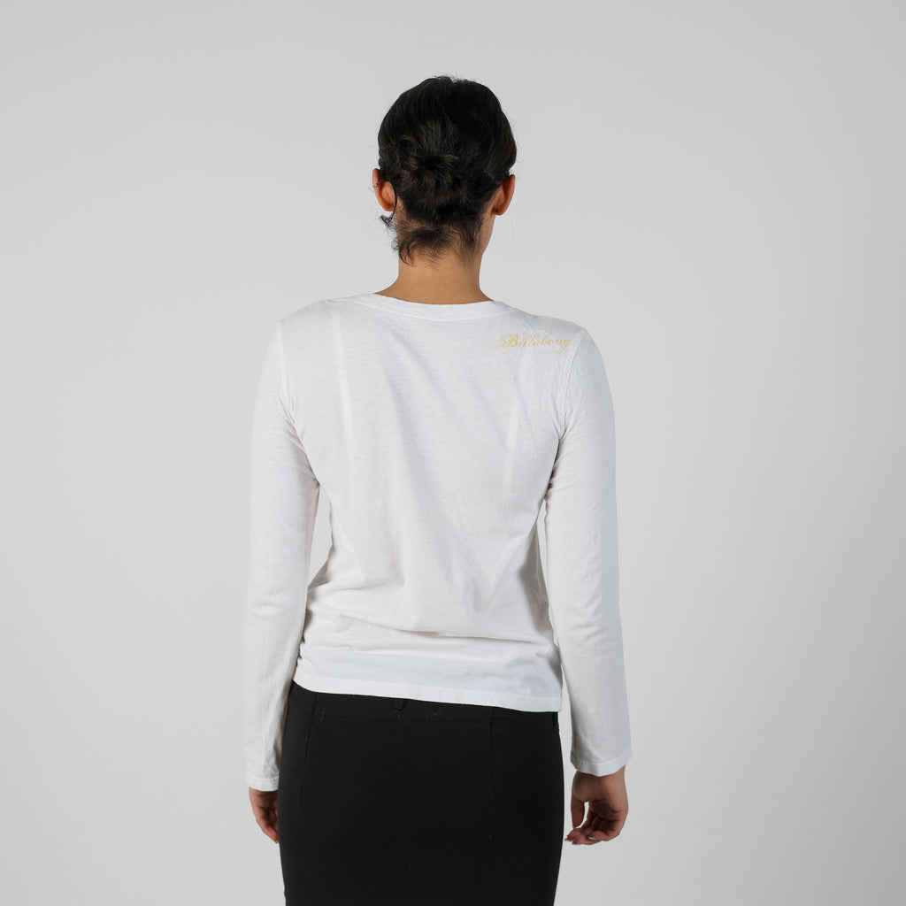Ivory Y2K Billabong Long Sleeve Top (S)