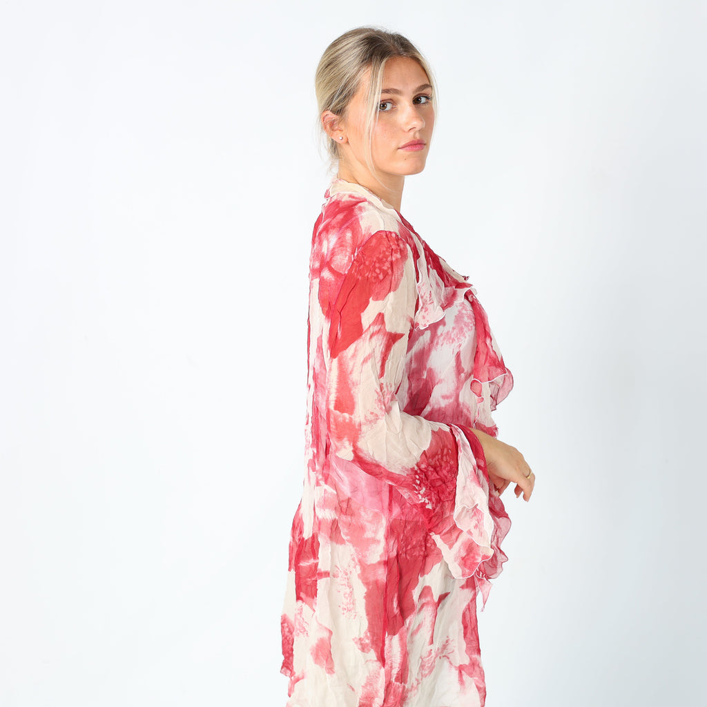 Pink Y2K Carlo Pignatelli Blouse Floaty Sheer (M)