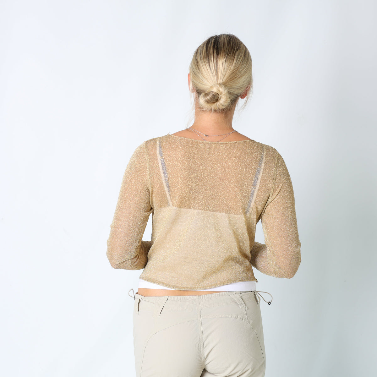 Gold Y2K Mesh Top Sheer (M)