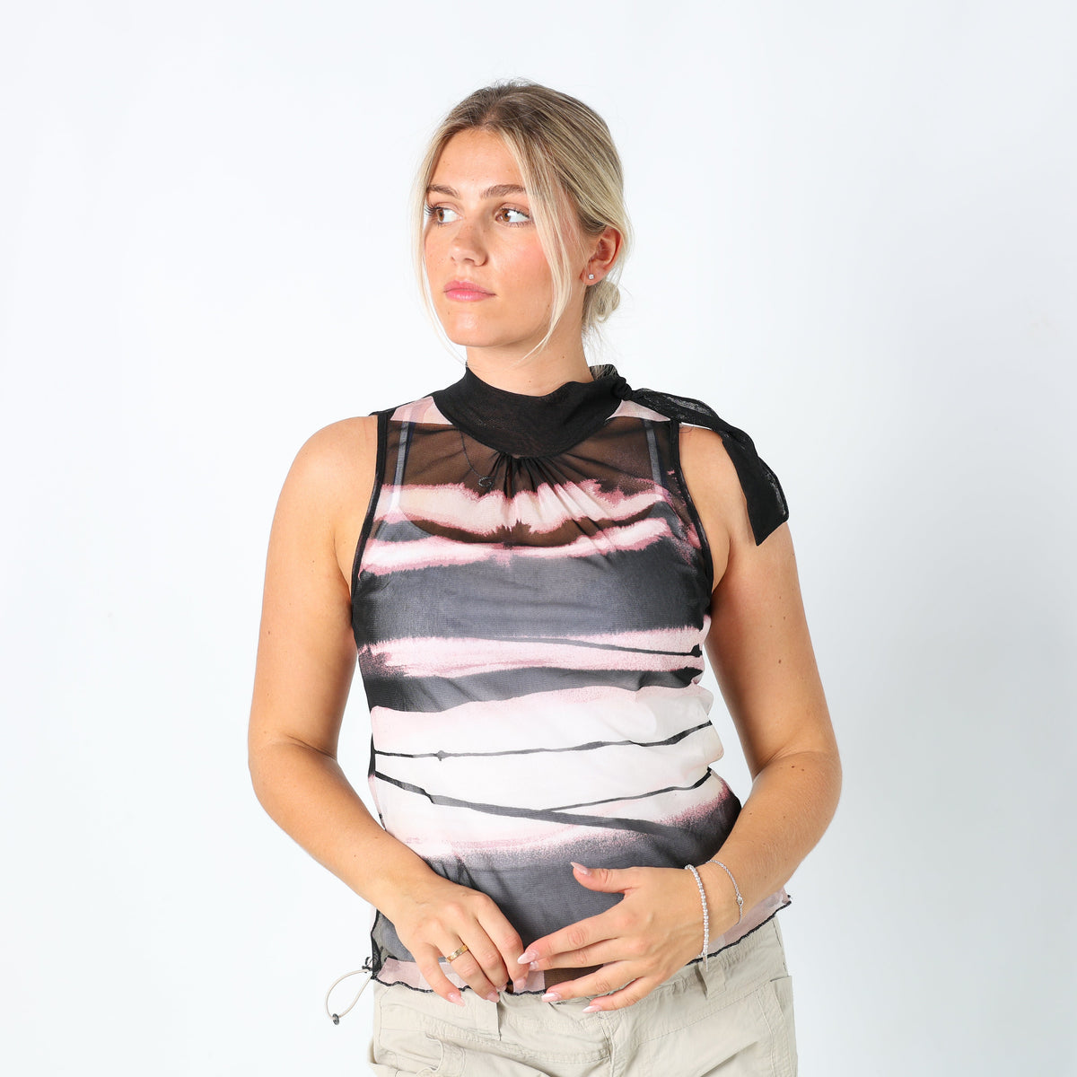 Black Y2K Mesh Top (M)